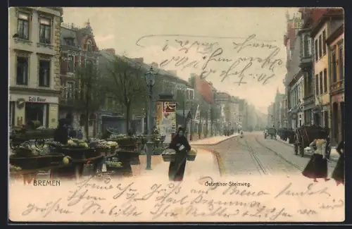 AK Bremen, Ostertor-Steinweg mit Cafe Bauer