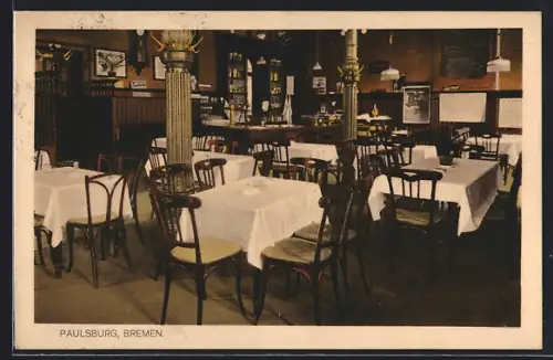 AK Bremen, Restaurant Paulsburg, Innenansicht
