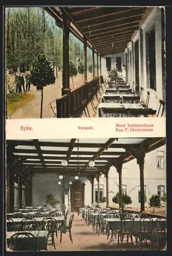 AK Syke, Hotel Schützenhaus F. Glockemann, Veranda