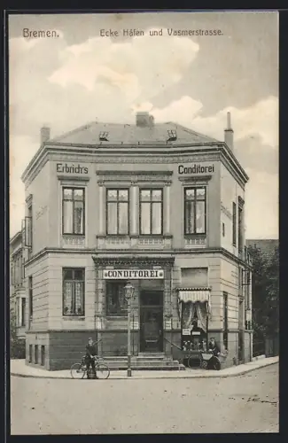 AK Bremen, Erbrichs Conditorei, Ecke Häfen und Vasmerstrasse
