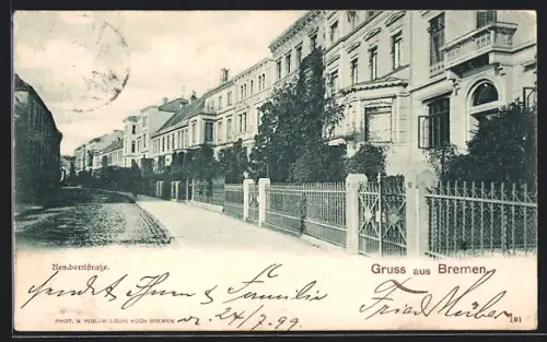 AK Bremen, Rembertistrasse mit Wohnhäusern