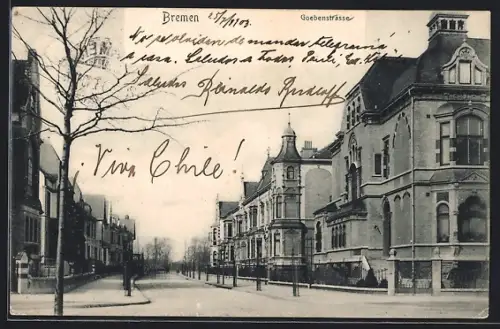 AK Bremen, Goebenstrasse, Strassenansicht mit Wohnhäusern