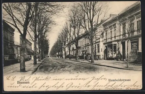 AK Bremen, Humboldstrasse mit Geschäft