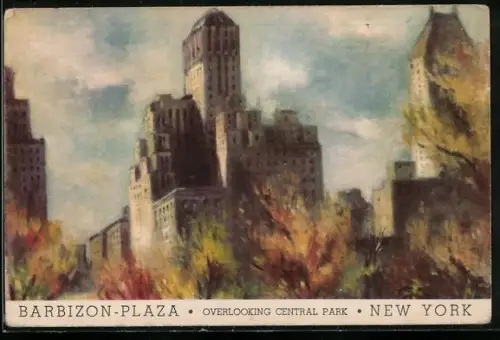 AK New York, NY, Barbizon-Plaza, Overlooking Central Park