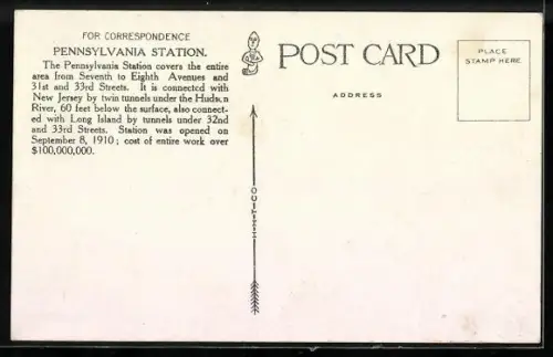 AK New York, NY, Pennsylvania Station, Strassenbahn vor dem Bahnhof