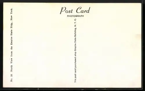 AK New York, NY, North View from the Empire State Building