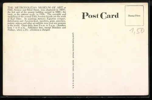 AK New York, NY, Metropolitan Museum of Art