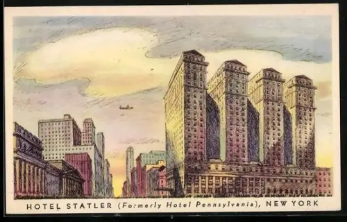 Künstler-AK New York, NY, Hotel Statler, 7th Ave., Panorama