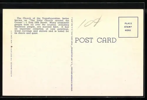 AK New York, NY, Church of the Transfiguration / The Little Church Around the Corner, Panorama