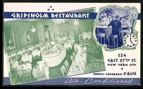 AK New York, NY, Gripsholm Restaurant, 324 East 57th St., Cocktail Bar, Hall