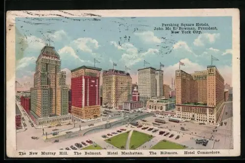 AK New York, NY, The New Murray Hill: The Belmont, Hotel Manhattan, The Bitmore, Hotel Commodore