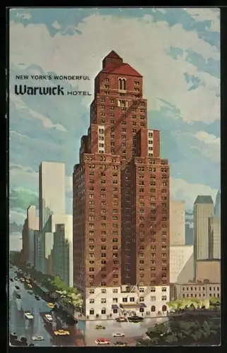 Künstler-AK New York, NY, Warwick-Hotel, 54th Street on the Avenue of the Americas