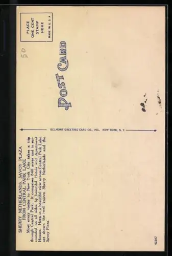 AK New York, NY, The Sherry Netherlands Savoy Plaza from Central Park Lake