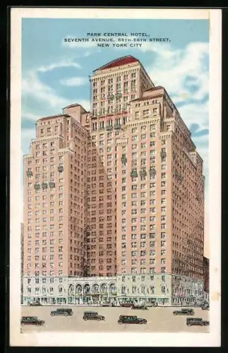 Künstler-AK New York, NY, Park Central Hotel, Seventh Avenue, 55th-56th Street