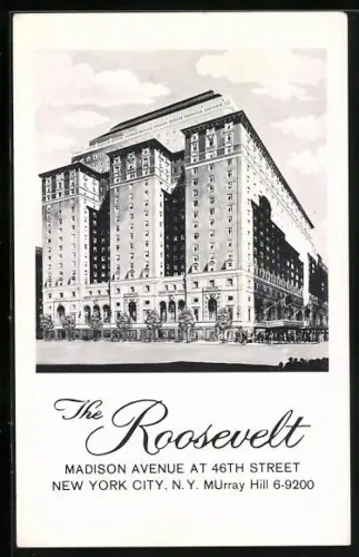 Künstler-AK New York, NY, Murray Hill, The Roosevelt, Madison Avenue at 46th Street
