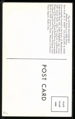 Künstler-AK New York, NY, Murray Hill, The Roosevelt, Madison Avenue at 46th Street