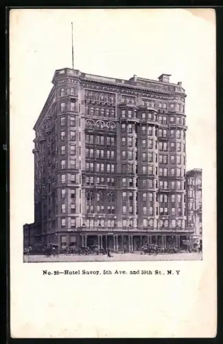 AK New York, NY, Hotel Savoy, 5th Ave and 59th Street