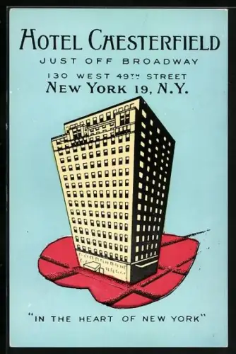 Künstler-AK New York, NY, Hotel Chaesterfield, 130 West 49th Street