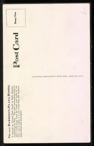 Künstler-AK New York, NY, Barbizon-Plaza on Central Park South at Sixth Avenue