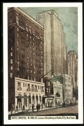 Künstler-AK New York, NY, Hotel Bristol, 129-135 West 48th Street-122-124 West 49th Street
