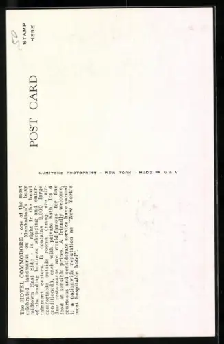 Künstler-AK New York, NY, Hotel Commodore