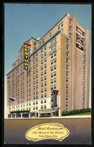 AK New York, NY, Hotel Century, 46th Street at 6th Avenue