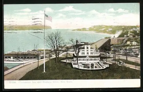 AK New York, NY, Claremont Inn and Hudson River