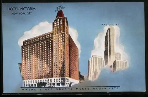 Künstler-AK New York, NY, Hotel Victoria, 51st Street and 7th Avenue, Radio City