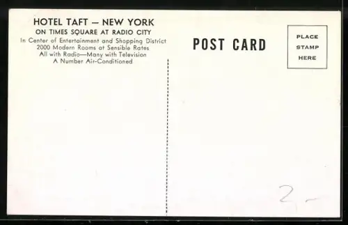 AK New York, Hotel Taft 7th Avenue at 50th Street, Lobby, Tab Room Coffee Shop