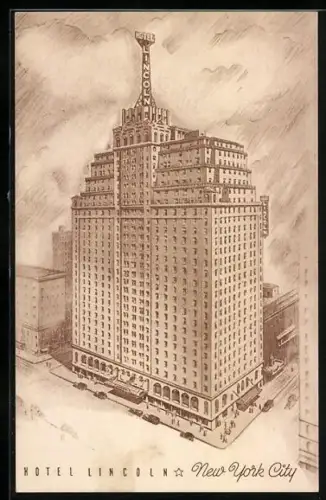 AK New York, NY, Hotel Lincoln, 44th to 45th Streets at 8th Avenue