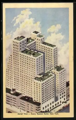 AK New York, NY, Henry Hudson Hotel, 57th St., Dir. John Paul Stack, aerial view