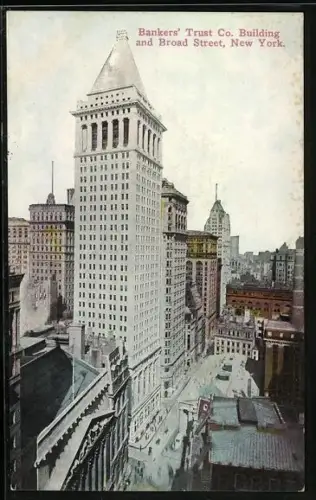 AK New York, NY, Banker`s Traust Co. Building and Broad Street