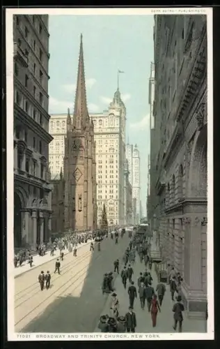 AK New York, NY, Broadway and Trinity Church