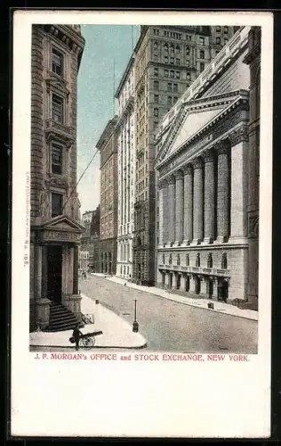 AK New York, NY, J. P. Morgan`s Office and Stock Exchange