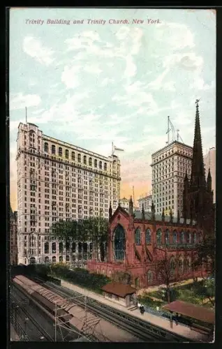 AK New York, NY, Trinity Building and Trinity Church