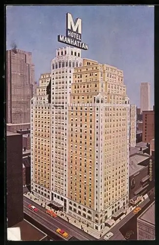 AK New York, NY, Hotel Manhattan, 44th to 45th Streets at 8th Avenue, Gen. Mgr. Frank W. Kridel