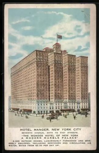 AK New York, NY, Hotel Manger, Seventh Avenue, 50th to 51th Streets