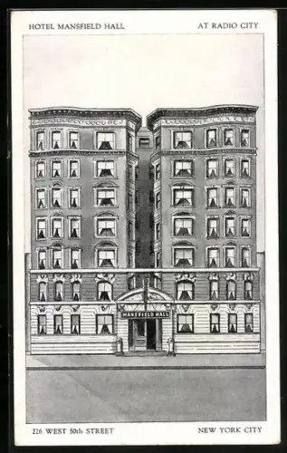 AK New York, NY, Hotel Mansfield Hall at Radio City, 226 West 50th Street