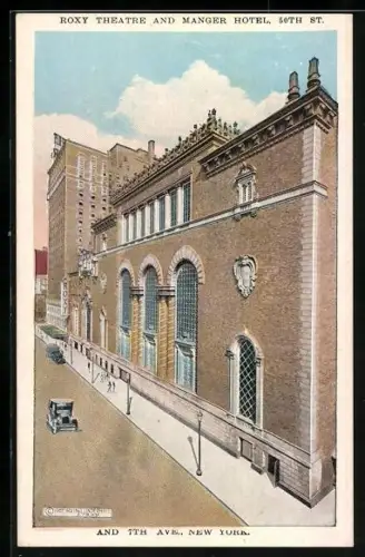 AK New York, NY, Roxy Theatre and Manger Hotel, 50th Street and 7th Avenue