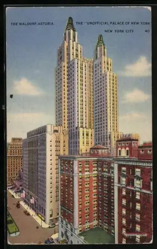 AK New York, NY, The Waldorf Astoria Hotel, 49th to 50th Streets
