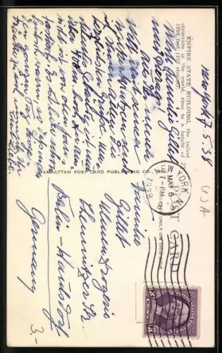 AK New York, NY, Empire Statue Building