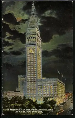 AK New York, NY, Metropolitan Life Insurance Building by Night
