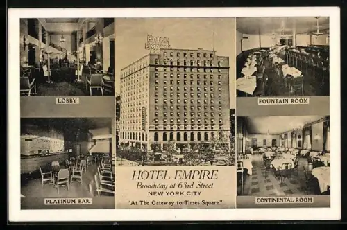 AK New York, NY, Hotel Empire, Broadway at 63rd Street