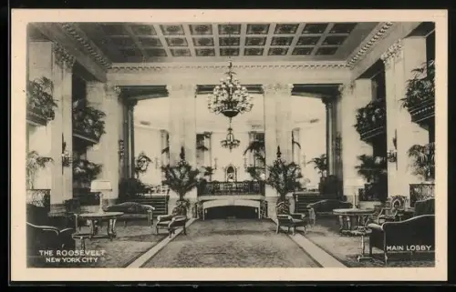 AK New York, NY, The Roosevelt, Main Lobby