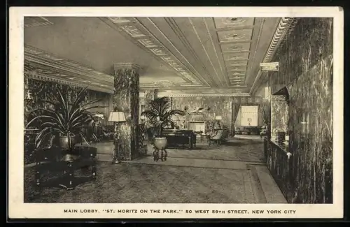 AK New York, NY, Main Lobby, St. Moritz on the Park, 50 West 59th Street