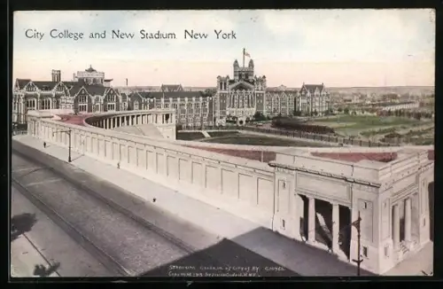 AK New York, NY, City College and New Stadium at Amsterdam Avenue