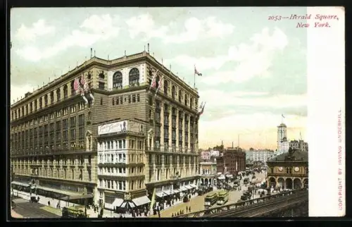 AK New York, NY, Herald Square, Strassenbahn