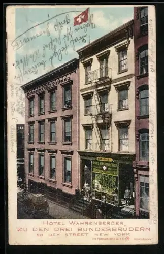 AK New York, NY, Hotel Wahrenberger zu den drei Bundesbrüdern