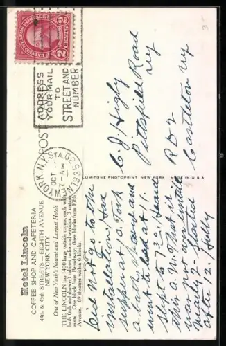 AK New York, NY, Hotel Lincoln, Coffee Shop and Cafeteria