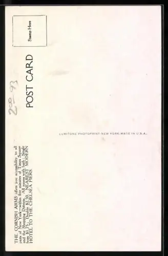 AK New York, NY, Cornish Arms Hotel, 23rd Street near 8th Avenue